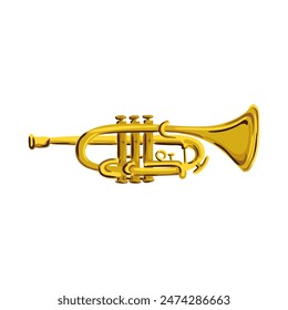 trumpet, vector drawing musical instrument isolated at white background, hand drawn illustration