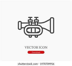 Trumpet vector icon. Editable stroke. Symbol in Line Art Style for Design, Presentation, Website or Apps Elements. Pixel vector graphics - Vector