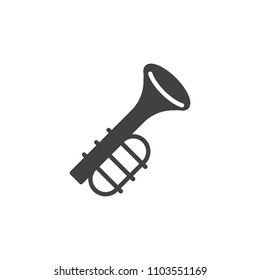 Trumpet vector icon. filled flat sign for mobile concept and web design. Musical wind instrument solid icon. Symbol, logo illustration. Pixel perfect vector graphics