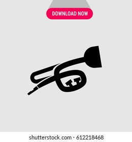 Trumpet Vector Icon, The symbol of musical wind instrument. Simple, modern flat vector illustration for mobile app, website or desktop app 