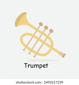 Trumpet Vector Illustration: Brass Wind Instrument