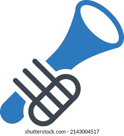 trumpet vector illustration isolated on a transparent background. glyph vector icons for concept or web graphics.