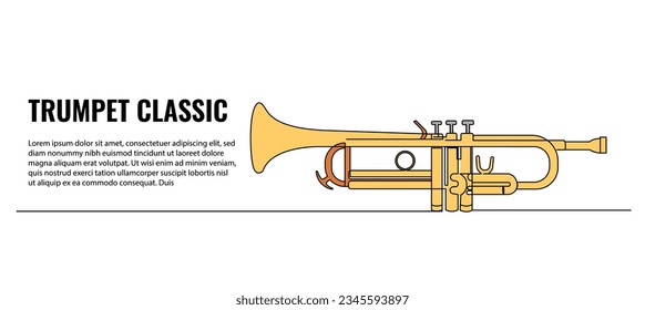 Ilustración vectorial de trompeta. Moderno y plano en línea continua.