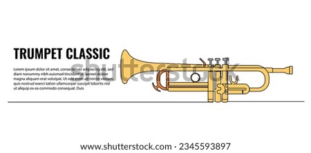 Trumpet vector illustration. Modern flat in continuous line style.