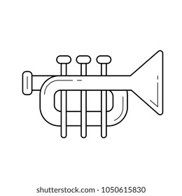 Trumpet vector line icon isolated on white background. Trumpet line icon for infographic, website or app. Icon designed on a grid system.