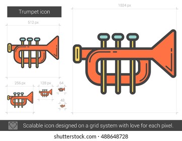 Trumpet vector line icon isolated on white background. Trumpet line icon for infographic, website or app. Scalable icon designed on a grid system.