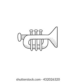 Trumpet vector sketch icon isolated on background. Hand drawn Trumpet icon. Trumpet sketch icon for infographic, website or app.