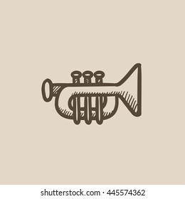 Trumpet vector sketch icon isolated on background. Hand drawn Trumpet icon. Trumpet sketch icon for infographic, website or app.