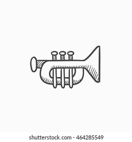 Trumpet vector sketch icon isolated on background. Hand drawn Trumpet icon. Trumpet sketch icon for infographic, website or app.