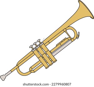 Trumpet vector without background (wind instrument)