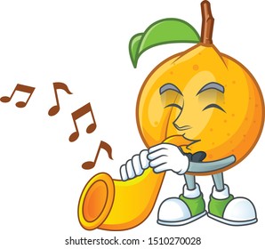 With trumpet whole nutmeg character cartoon with mascot