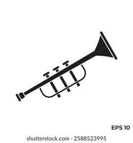 trumpet wind instrument flat icon vector