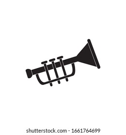 trumpet wind instrument melody sound music vector illustration silhouette style icon