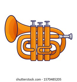 Trumpet wind musical instrument.Concept for classical music and jazz.Isolated on a white background.Line art vector illustration.