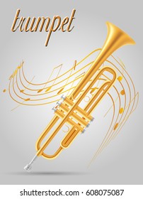 trumpet wind musical instruments stock vector illustration isolated on gray background