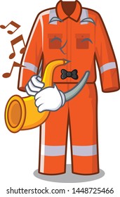 With trumpet work overalls placed in cartoon lockers