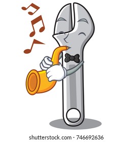 With trumpet wrench character cartoon style