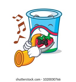 Trumpet yogurt mascot cartoon style