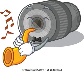 With trumpet zoom lens cartoon shape in character