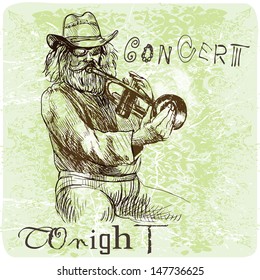 Trumpeter - An hand drawn illustration (sketch) converted into vector picture.