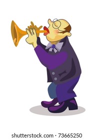 trumpeter on the white background