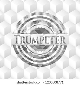 Trumpeter realistic grey emblem with cube white background