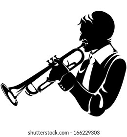trumpeter, silhouette