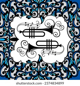 Trumpet,Music festival.Vector illustrations of  musical instruments