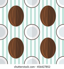 truncated coconut isolated on background with vertical white and blue strips pattern