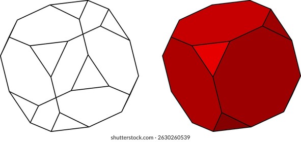 Truncated Cube Vector Set | 3D Geometric Shapes and Mathematical Polyhedra Collection | Isometric Wireframe and Solid Variants | STEM Illustration for Science and Education Projects