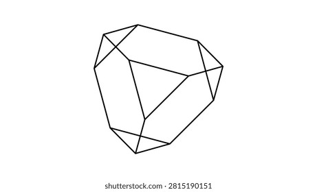 Truncated tetrahedron, black isolated vector silhouette