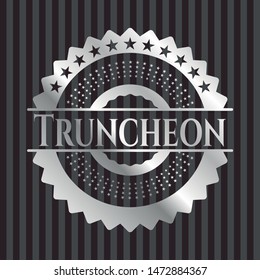 Truncheon silvery emblem. Vector Illustration. Mosaic.