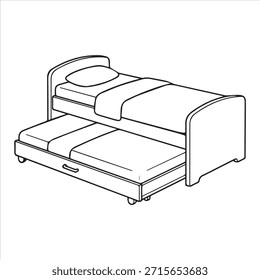 Diseño de arte de línea de Vector de ilustración de cama de nido