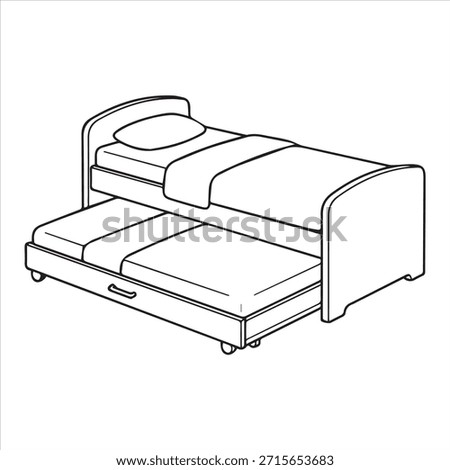 Trundle bed illustration vector line art design