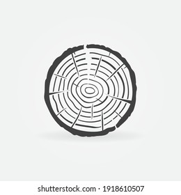 Icono de sección transversal del maletero. Símbolo de concepto vectorial de los Anillos de crecimiento de árbol o elemento de diseño