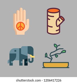 trunk icon set. vector set about log, elephant, bonsai and palm icons set.