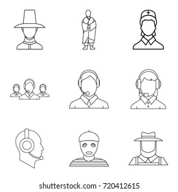 Trunk icons set. Outline set of 9 trunk vector icons for web isolated on white background