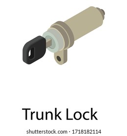 Das Symbol des Wagenkastens ist verriegelt. Isometric of trunk lock lock Car Vektorsymbol für Webdesign einzeln auf weißem Hintergrund