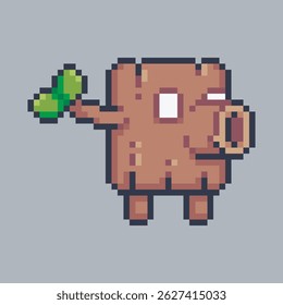 Trunk monster character in pixel art style with isolated background