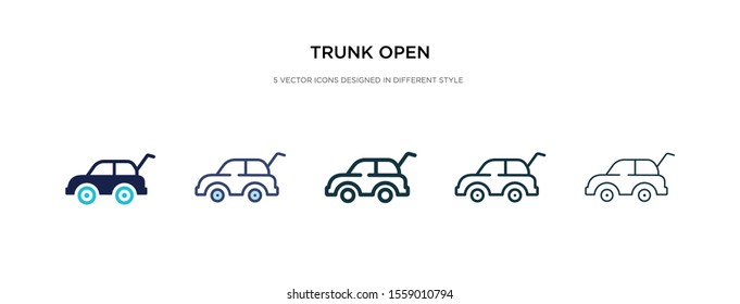 trunk open icon in different style vector illustration. two colored and black trunk open vector icons designed in filled, outline, line and stroke style can be used for web, mobile, ui