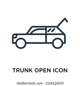 Trunk open icon vector isolated on white background, Trunk open transparent sign , line symbol or linear element design in outline style