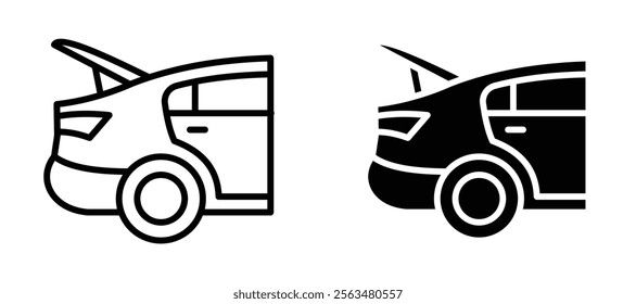 Trunk open icons in outline and fill. vector illustration for ui.