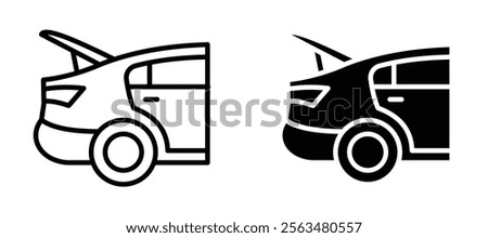 Trunk open icons in outline and fill. vector illustration for ui.