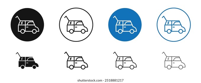 Trunk open vector icon in black and blue colors
