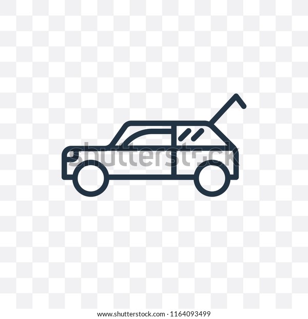 Trunk open vector icon isolated on\
transparent background, Trunk open logo\
concept