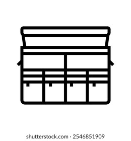 Stamm Organizer Zubehör Linie Symbol Vektor. Zubehörschild für den Fernorganisator. isoliertes Kontursymbol, schwarze Illustration