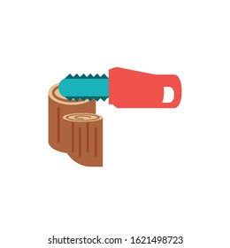 Trunk and saw design, Climate change global warning environment nature pollution green and extreme danger theme Vector illustration