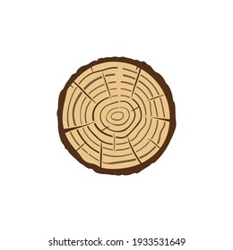 Recorte de maletero con anillo de crecimiento de árbol icono creativo. Símbolo del concepto de vector de sección transversal del maletero coloreado