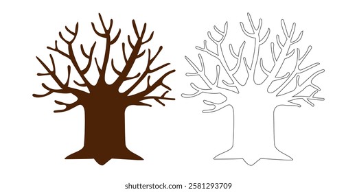 trunk tree and branch shape icon, tree silhouette outlined, branch, tree huge simple symbol