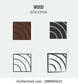 sección de corte de iconos del vector de la madera del tronco